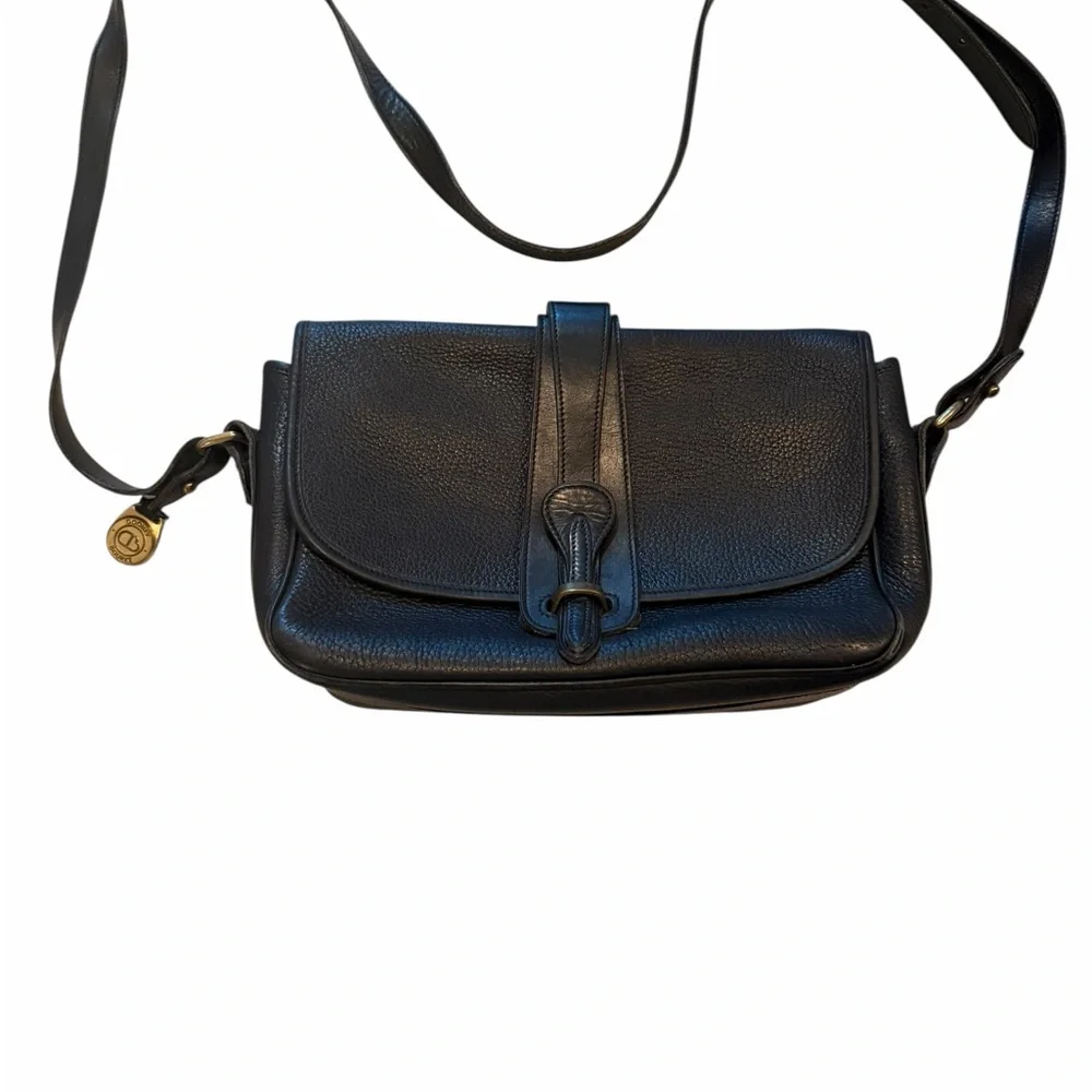 Vintage Dooney and Bourke Classic Black Leather Crossbody Bag Equestrian - Picture 3 of 5